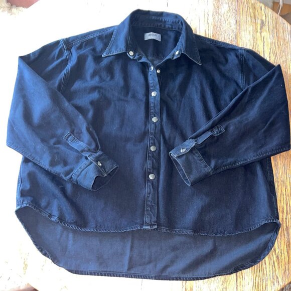 AGOLDE Aiden snap front black denim soft shirt/exc cond/M(pit to pit 25.5 - Picture 1 of 11